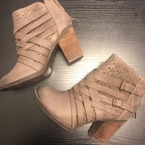 Rare Not Rated Taupe Buckle Bootie
